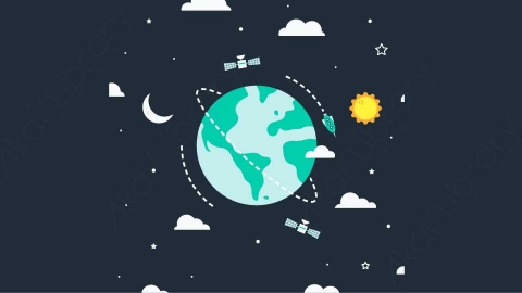 图片素材-扁平地球太空自然场景-6