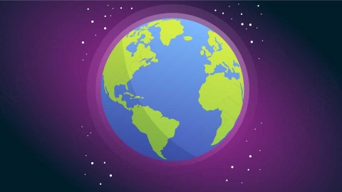 图片素材-扁平地球太空自然场景-8