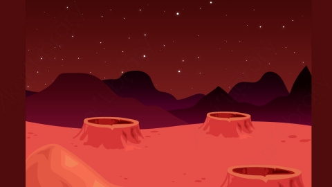 图片素材-扁平火星外星球太空自然场景-19