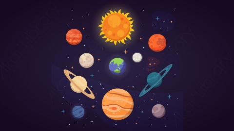 图片素材-扁平太阳系太空场景-5