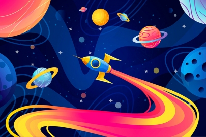 图片素材-扁平太空宇宙星系场景-22