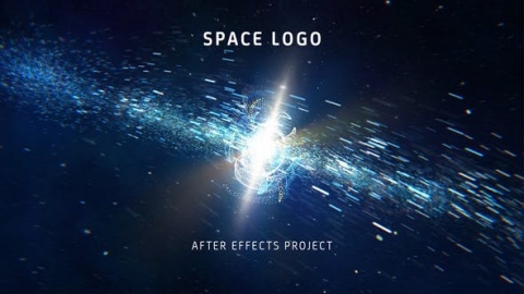 AE模板-太空星系标志粒子穿梭太空星系汇聚片头logo演绎开场视频