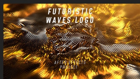 AE模板-未来派波浪徽标震撼3D立体波浪片头logo演绎开场视频