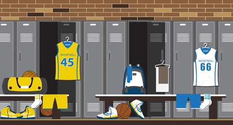 图片素材-扁平运动更衣室储物柜生活场景-6