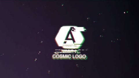 AE模板-宇宙简约标志简约星空粒子线条动画故障效果片头logo演绎开场视频