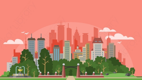 图片素材-扁平城市远景建筑场景-5-4