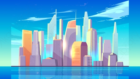 图片素材-扁平城市远景建筑场景-12