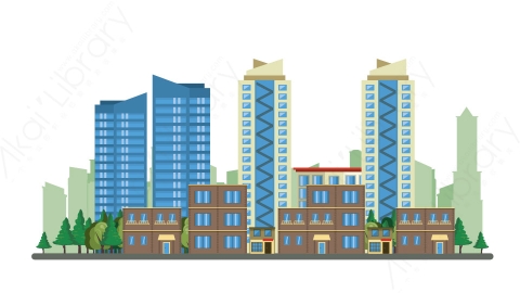 图片素材-扁平城市远景建筑场景-21-3
