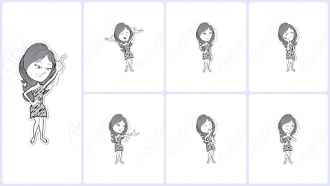 AE模板-cavewoman卡通MG手绘女野人穴居人动作表情白板动画