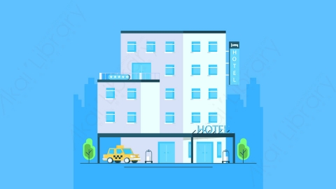 图片素材-扁平酒店公寓楼房建筑场景-2