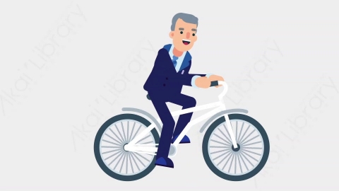 AE模板-BANKER04 Bicycle商业银行家骑自行车扁平职场职业商务人物角色
