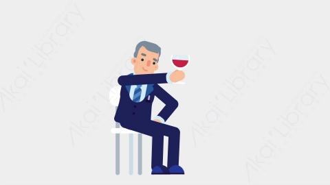 AE模板-BANKER80 Wine Toast商业银行家喝红酒扁平职场职业商务人物角色