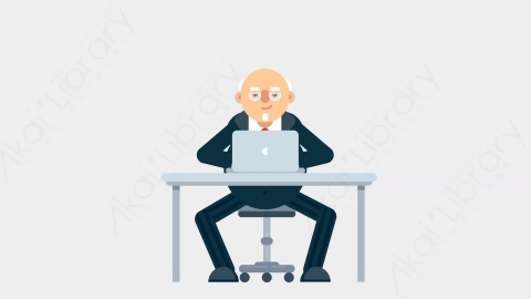 AE模板-BOSS 30 Typing on PC商人老板在电脑上打字扁平商务商业人物职业角色