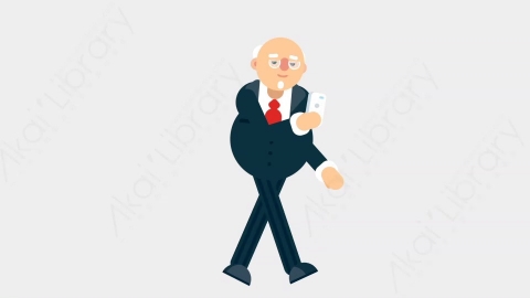 AE模板-BOSS 79 Walking w Phone商人老板行走打电话扁平商务商业人物职业角色