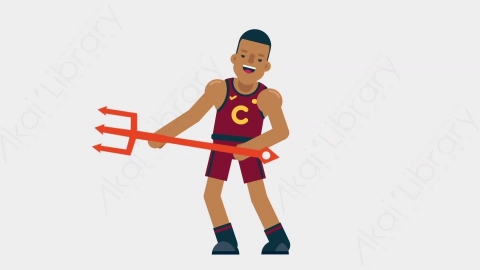 AE模板-BASKETBALL PLAYER 13 Evil竞技体育篮球运动员恶魔扁平运动人物职业角色