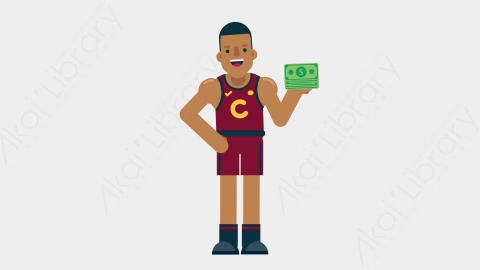 AE模板-BASKETBALL PLAYER 16 Gain Money竞技体育篮球运动员赚钱扁平运动人物职业角色