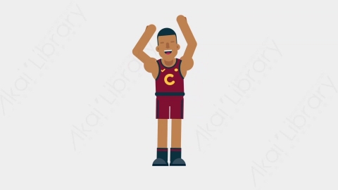 AE模板-BASKETBALL PLAYER 26 Cheering竞技体育篮球运动员欢呼喝彩扁平运动人物职业角色