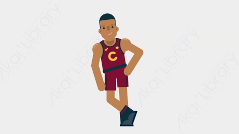 AE模板-BASKETBALL PLAYER 32 Leaned竞技体育篮球运动员倚靠靠墙扁平运动人物职业角色