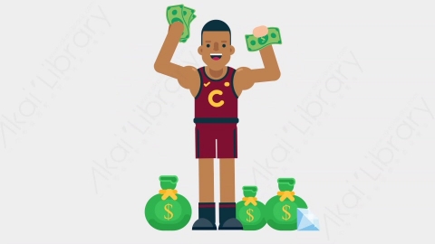 AE模板-BASKETBALL PLAYER 34 Money竞技体育篮球运动员财产财富钱扁平运动人物职业角色