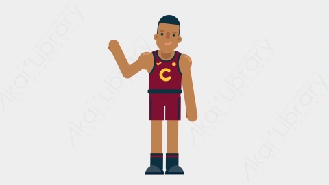 AE模板-BASKETBALL PLAYER 40 Pointing 3竞技体育篮球运动员指向指点扁平运动人物职业角色