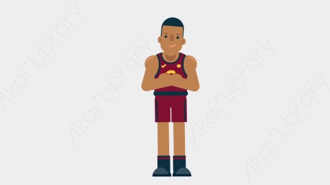 AE模板-BASKETBALL PLAYER 61 Standing 2竞技体育篮球运动员站立扁平运动人物职业角色