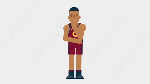 AE模板-BASKETBALL PLAYER 71 Thinking 2竞技体育篮球运动员思考考虑扁平运动人物职业角色