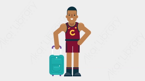 AE模板-BASKETBALL PLAYER 74 Traveling竞技体育篮球运动员旅游旅行扁平运动人物职业角色
