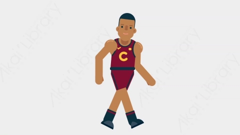 AE模板-BASKETBALL PLAYER 77 Walking Cycle竞技体育篮球运动员一直步行扁平运动人物职业角色
