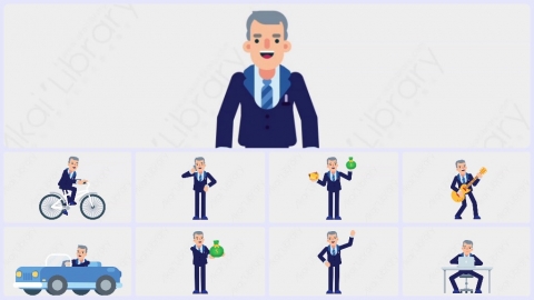 AE模板-BANKER商业银行家基本动作扁平职场职业商务人物角色