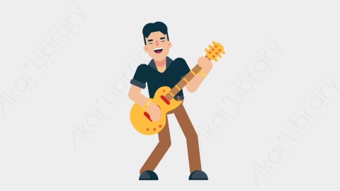AE模板-CASUAL SMART 20 Playing Guitar休闲懒散男士弹吉他扁平日常人物角色