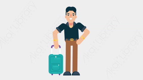 AE模板-CASUAL SMART 74 Traveling休闲懒散男士旅游旅行扁平日常人物角色