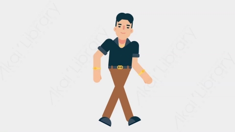 AE模板-CASUAL SMART 77 Walking Cycle休闲懒散男士一直步行扁平日常人物角色