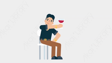 AE模板-CASUAL SMART 80 Wine Toast休闲懒散男士喝红酒扁平日常人物角色