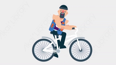AE模板-BIKER 04 Bicycle司机摩托车手骑自行车扁平运动人物职业角色