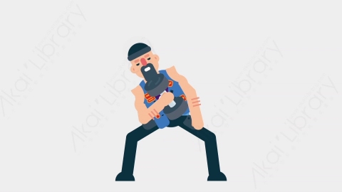 AE模板-BIKER 14 Exercise司机摩托车手锻炼运动扁平运动人物职业角色