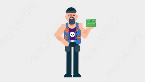 AE模板-BIKER 16 Gain Money司机摩托车手赚钱扁平运动人物职业角色