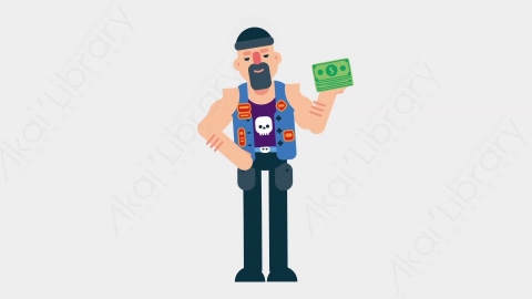 AE模板-BIKER 17 Losing Money司机摩托车手赔钱亏损扁平运动人物职业角色