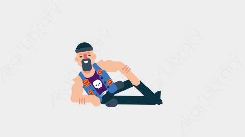 AE模板-BIKER 45 Relax司机摩托车手放松扁平运动人物职业角色