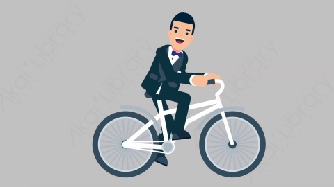AE模板-DINNER SMOKING 04 Bicycle商业企业家骑自行车扁平人物商务角色