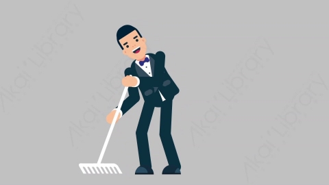 AE模板-DINNER SMOKING 15 Farmer商业企业家干农活扁平人物商务角色