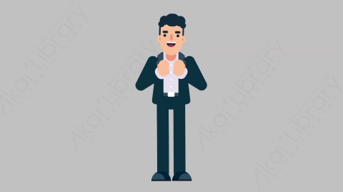 AE模板-OFFICE MANAGER 02 Applause商业办公室主管掌声欢呼扁平人物商务角色