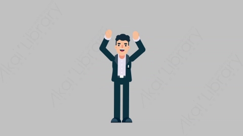 AE模板-OFFICE MANAGER 03 Applause 2商业办公室主管掌声欢呼扁平人物商务角色