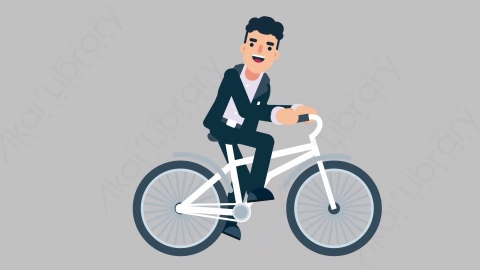 AE模板-OFFICE MANAGER 04 Bicycle商业办公室主管骑自行车扁平人物商务角色