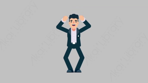 AE模板-OFFICE MANAGER 26 Cheering商业办公室主管欢呼喝彩扁平人物商务角色