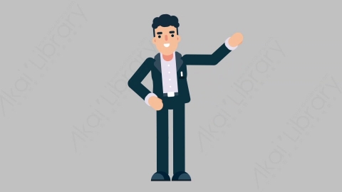 AE模板-OFFICE MANAGER 38 Pointing商业办公室主管指向指点扁平人物商务角色