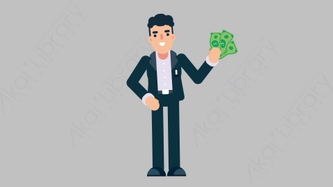 AE模板-OFFICE MANAGER 41 Pulling Money商业办公室主管拿钱扁平人物商务角色
