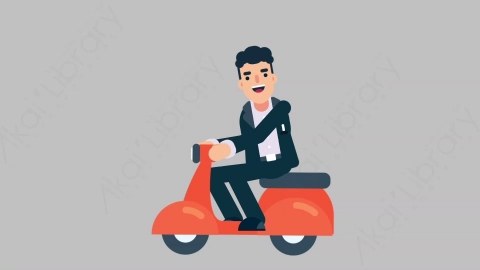 AE模板-OFFICE MANAGER 52 Scooter商业办公室主管骑摩托车扁平人物商务角色