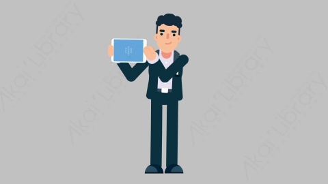AE模板-OFFICE MANAGER 56 Showing Tablet商业办公室主管展示平板电脑扁平人物商务角色