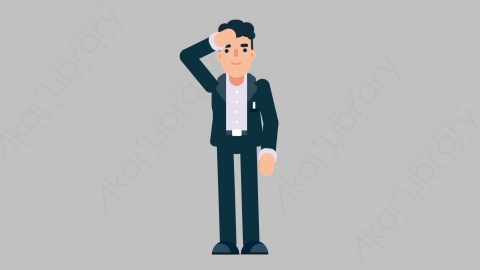 AE模板-OFFICE MANAGER 57 Sight商业办公室主管观察四周扁平人物商务角色