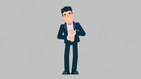 AE模板-OFFICE MANAGER 65 Stomach Pain商业办公室主管肚子痛胃痛扁平人物商务角色